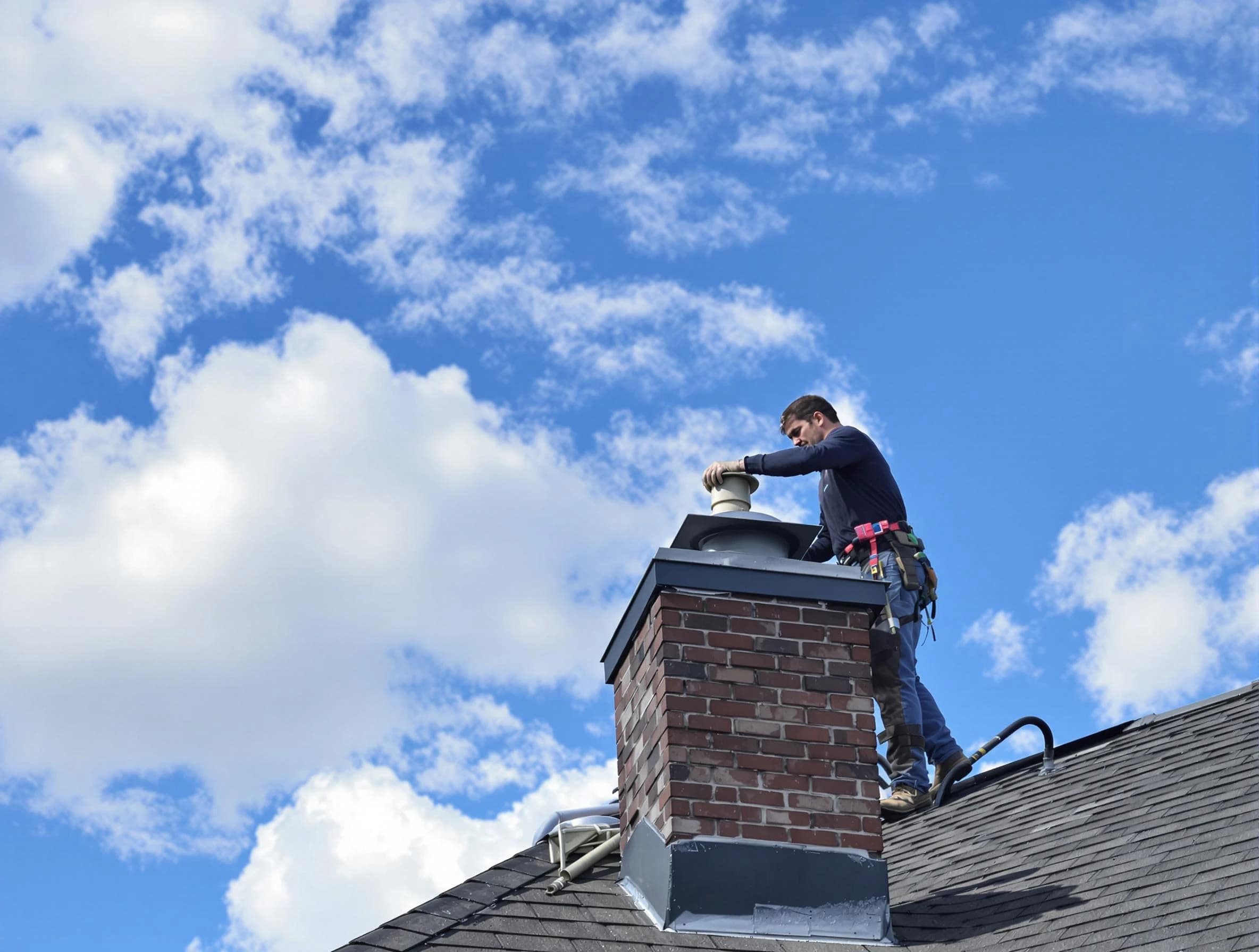 Greensburg Chimney Sweep installing a sturdy chimney cap in Greensburg, PA