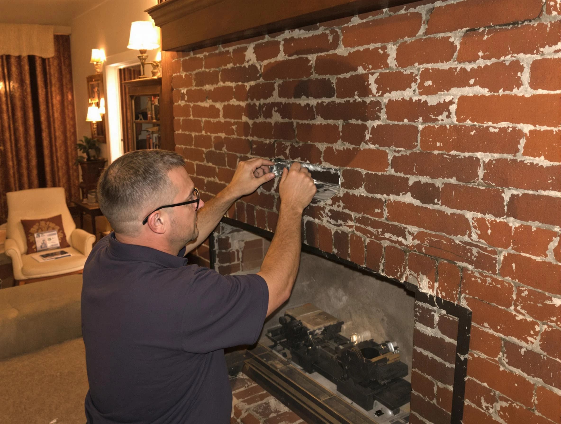 Greensburg Chimney Sweep expert fixing a fireplace in Greensburg, PA