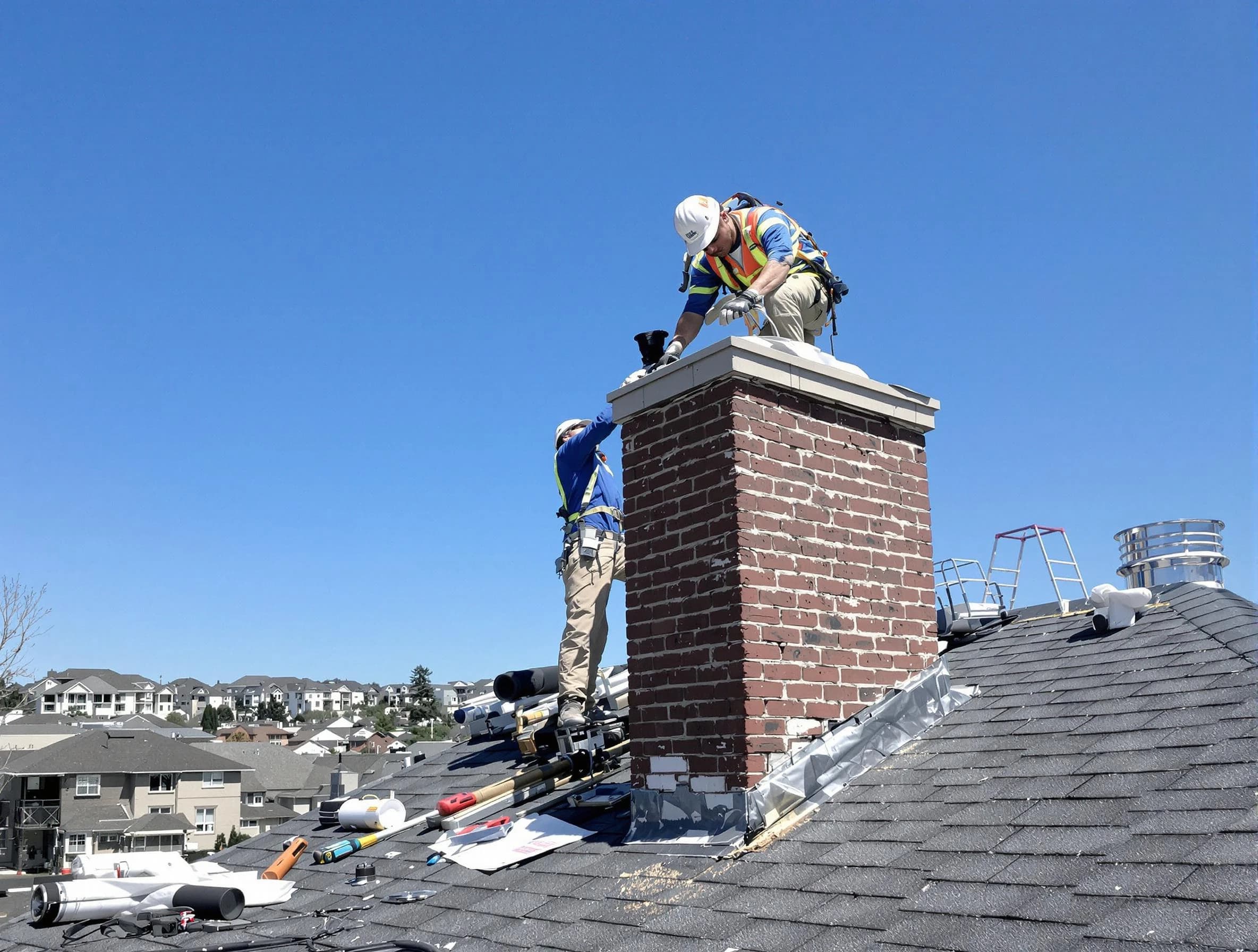 Greensburg Chimney Sweep repairing a chimney crown in Greensburg, PA