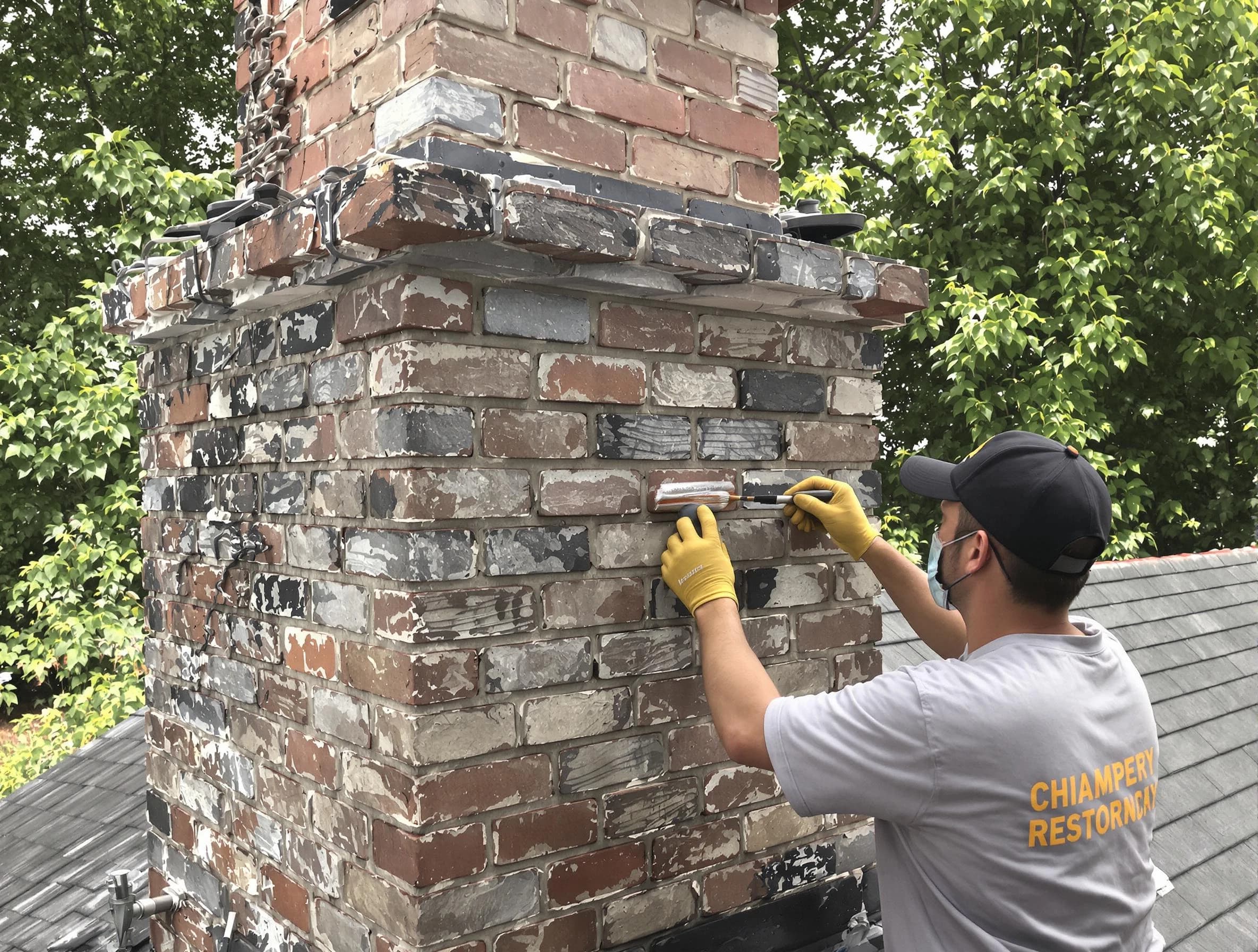 In-progress chimney restoration by Greensburg Chimney Sweep in Greensburg, PA