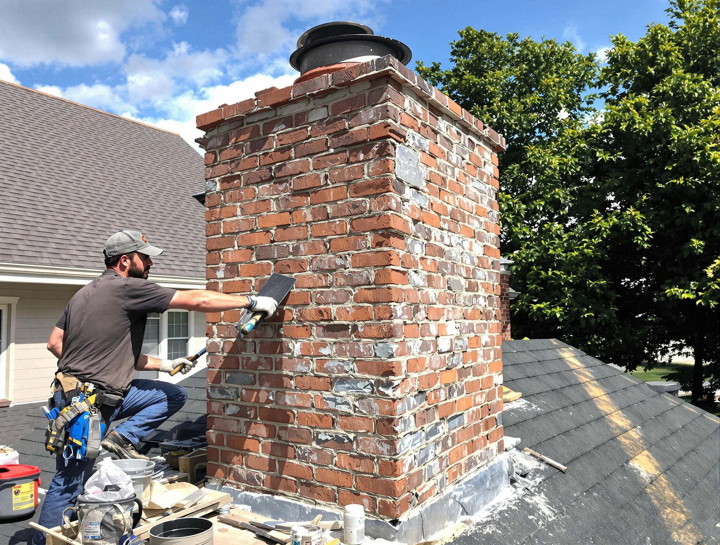 Completed chimney rebuild by Greensburg Chimney Sweep in Greensburg, PA